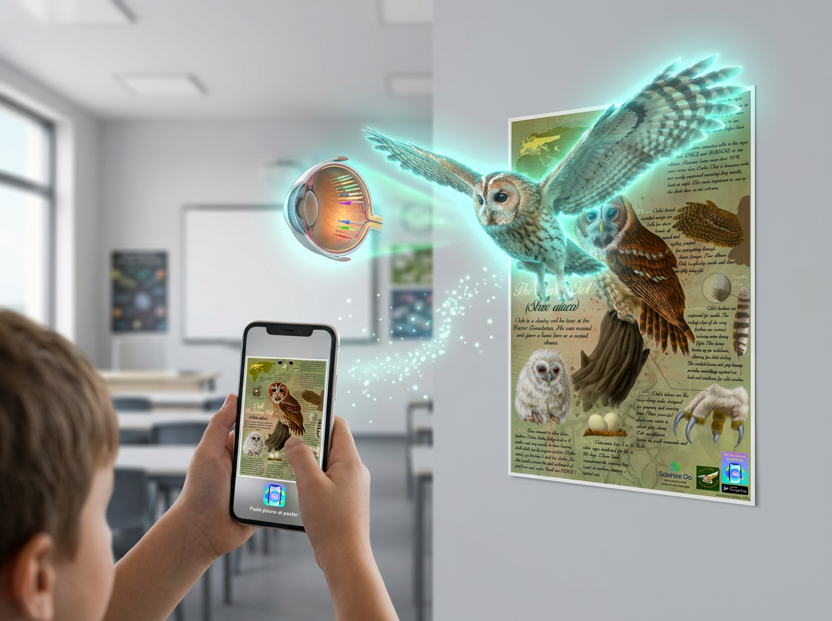 Science Go interactive poster being scanned in a classroom